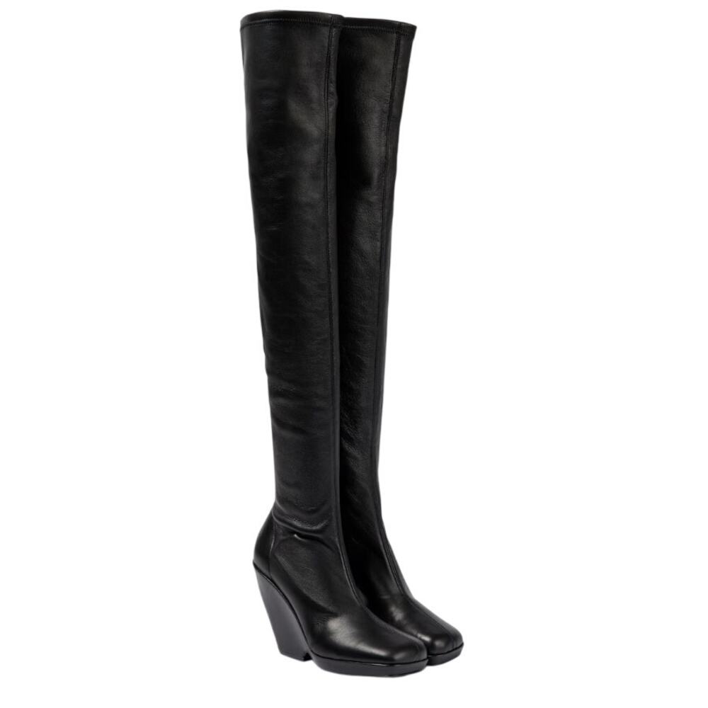 Khaite Morgan Over-The-Knee Black Leather Boots